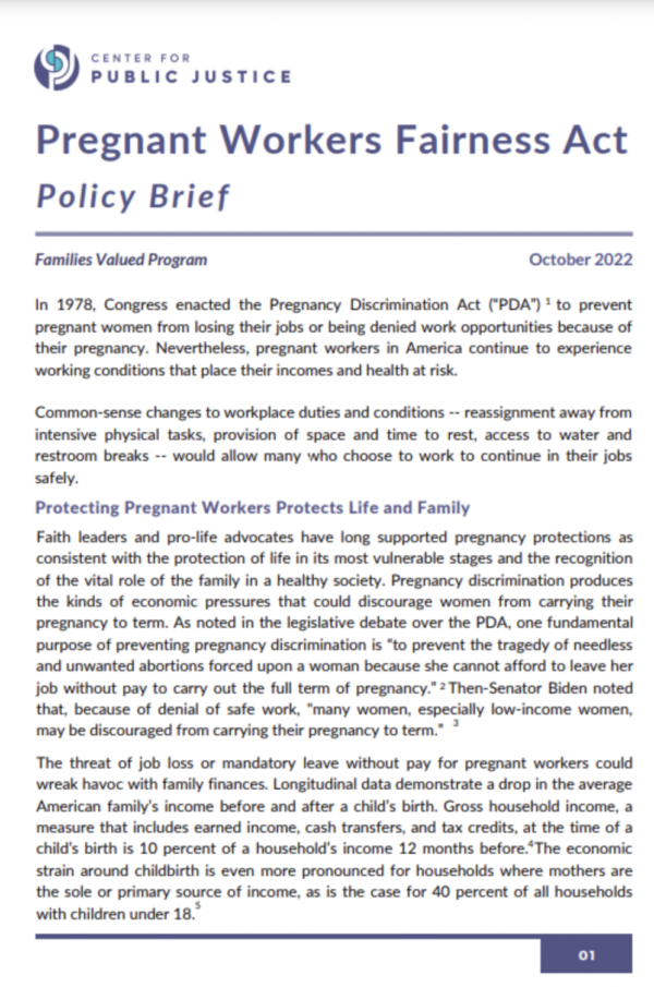 Pregnant Workers Fairness Act (PWFA) Policy Brief The Center for